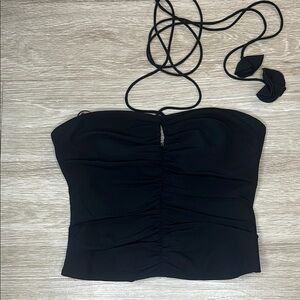 JCREW COLLECTION chiffon ruched strapless top with neck tie.  Size 2